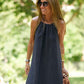 Solid Color Loose Breathable Halter Dress