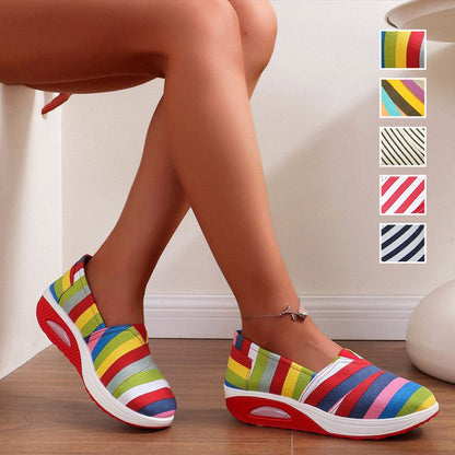 🎁Free shipping⏳Stylish Comfortable Round Toe Striped Canvas Shoes