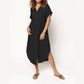 💥Free shipping💥Women's Casual Loose Rolled Up Sleeve Button Down Shirt Dress
