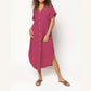 💥Free shipping💥Women's Casual Loose Rolled Up Sleeve Button Down Shirt Dress