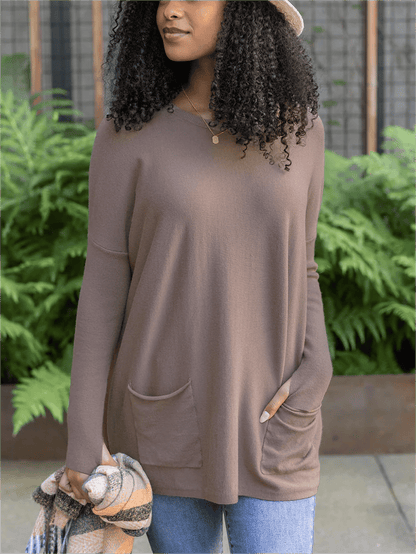 💥HOT SALE 💥Long Sleeve Thumbhole Sweater Pocket Tunic