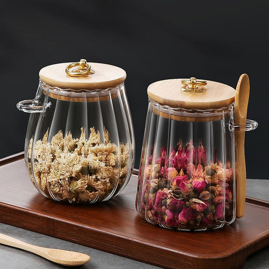 Multipurpose Clear Sealed Glass Jar with Spoon