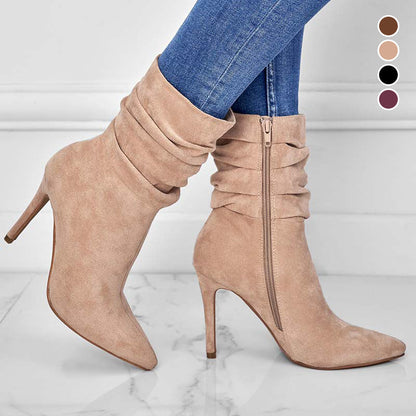 Women's Pointed Toe High Heel Short Boots